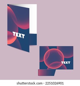 Dark Folder Die Cut Design with Purple and Red Colors for Your Business with Colorful Circles, Rings Pattern with Copyspace, Place, Room for Your Text - Vector Illustration