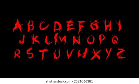 Tipo de letra oscuro, diseño de letras de fuente de pincel rojo decorativo 