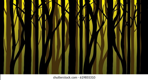 Dark forest abstract vector illustration