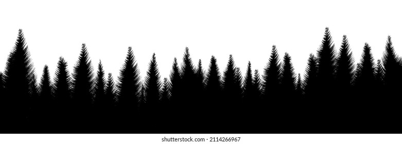 Dunkler Wald. Handgezeichnete einzelne Illustrationen. Natürlicher abstrakter Landschaftshintergrund.