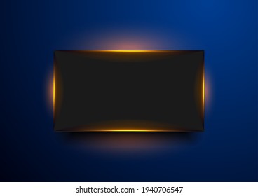 Dark frame with orange glowing neon light abstract background. Vector technology sci-fi design