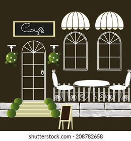 Dark Front Cafe, Coffee shop, Vector