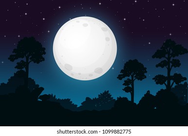 A Dark Full Moon Night illustration