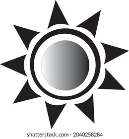 Dark full sun logo with black and white theme. vector design  