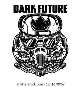 Dark Future Black and White Illustration