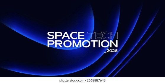 Dark futuristic background with blue light rays. Hi-tech conference presentation template. 