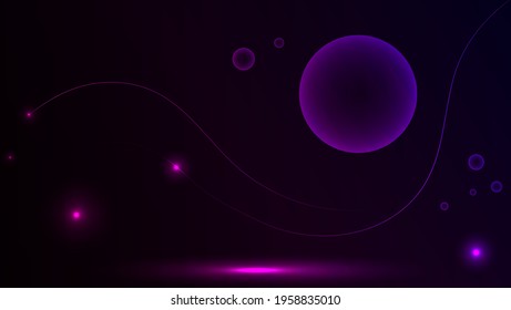 Fondo Futurista Oscuro Con Líneas Brillantes Y Círculos Neones. Bien Para Banner, Landing Page, Cover O Wallpaper.