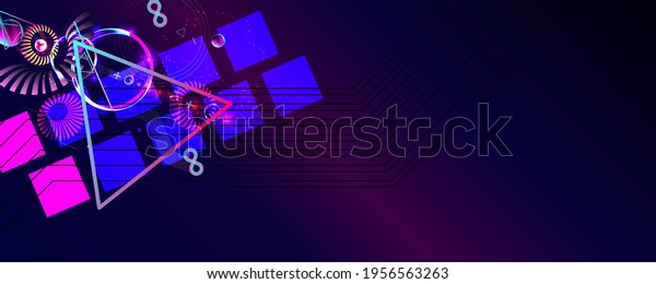 Dark futuristic background retro futuristic\
art neon abstraction background cosmos new art 3d starry sky\
glowing galaxy and planets blue\
circles