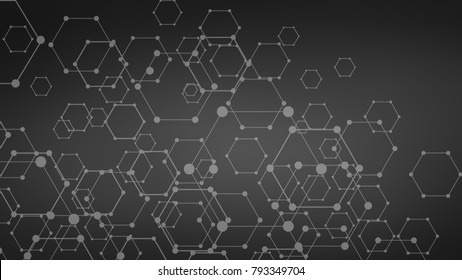 Dark Futuristic dna, abstract molecule, cell illustration