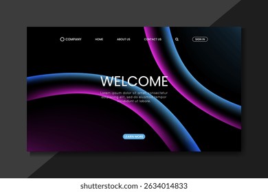 Dark Futuristic Landing Page with Neon Gradient Curves