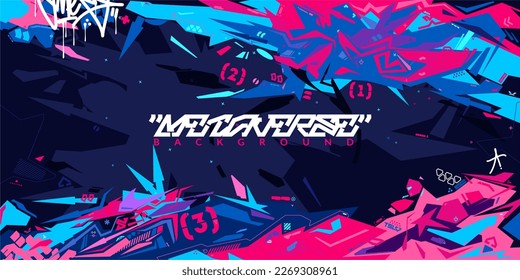 Dark Futuristic Mecha Gundam Cyberpunk Metaverse Colorful Abstract Urban Street Art Graffiti Style Vector Illustration Template Background svg