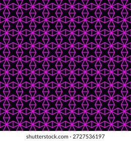 Fondo futurista oscuro de Vector sin fisuras con estrellas geométricas de neón magenta y rejilla. Perfecto para temas cyberpunk, interfaces de juegos, cubiertas de música synthwave, Anuncios de tecnología y marca de deportes electrónicos.