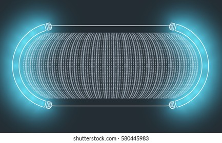 Dark futuristic vector backdrop with binary code and lights