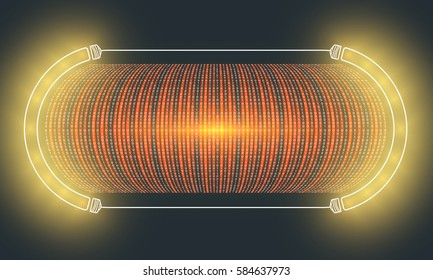 Dark futuristic vector backdrop with binary code and lights