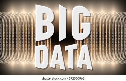 Dark futuristic vector backdrop with binary code and the words big data
