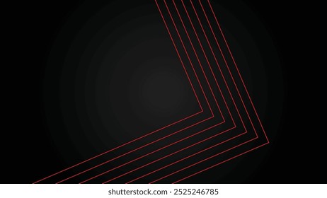 Dark futuristic wide abstract banner background with red lines pattern vector illustration