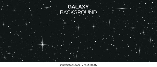 Dark Galaxy Background with Shining Stars and Cosmic Sparkles