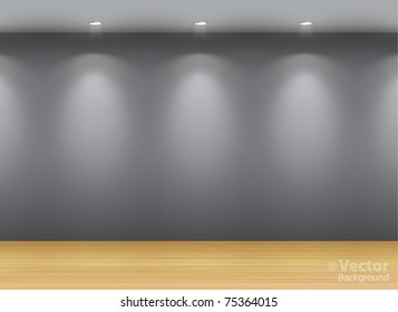 Dark gallery Interior with empty frame on wall