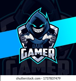 dark gamer cloak mascot esport logo design