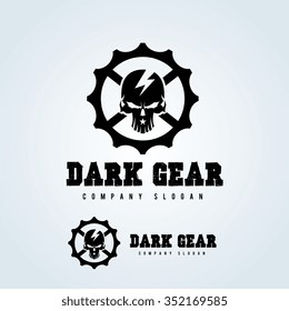 Dark Gear Skull Logo Template