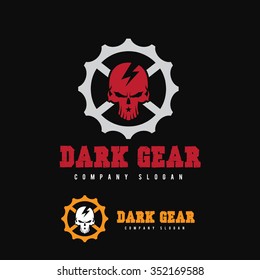 Dark Gear Skull Logo Template