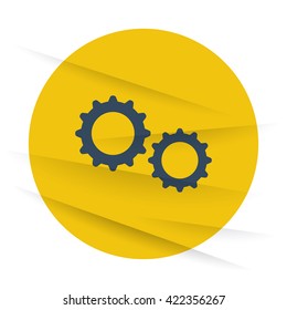 Dark Gears icon label on wrinkled paper
