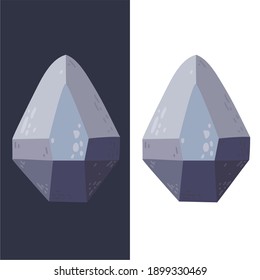 A dark gem. A magical stone on a light and dark background. A jewelry stone with glare. A vector illustration is expensive, a rare stone.