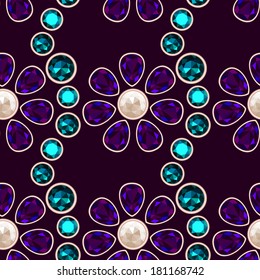 dark gemstone floral seamless pattern. EPS 10. No gradient, no transparency