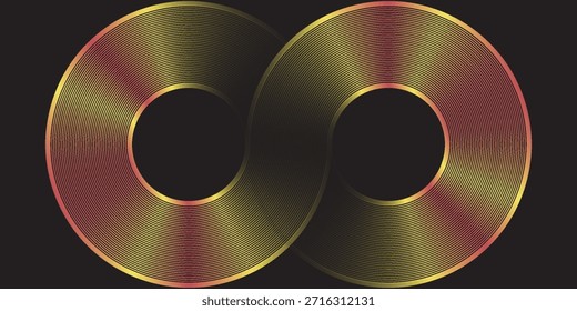 Fondo abstracto geométrico oscuro con líneas circulares superpuestas en el espacio. Elemento de Diseño gráfico moderno.
