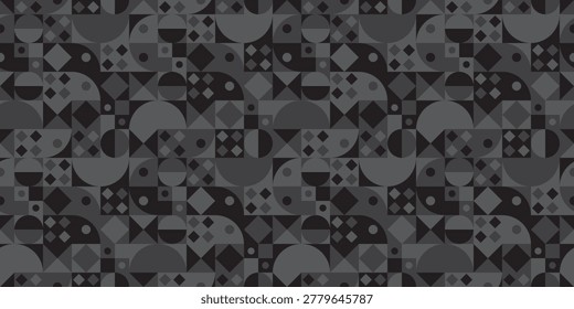 dark geometric abstract mosaic tile seamless pattern, vector illustration