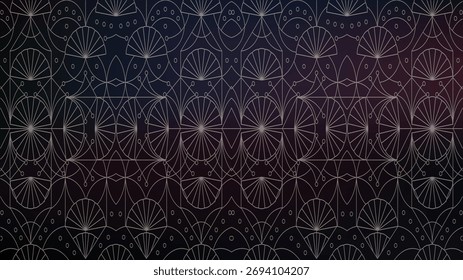 Patrón Art Deco geométrico oscuro con Formas abanicadas Círculos Gradiente sutil
