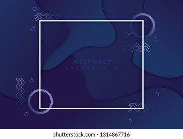 Dark geometric background. Fluid shapes composition with frame. Eps10 vector
