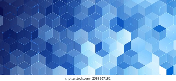 A dark geometric background with a glowing blue hexagonal pattern, creating a futuristic and high-tech feel. Perfect for digital, cyber, and technology-related designs.