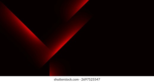 Fondo geométrico oscuro con detalles de luz roja brillante y Formas diagonales nítidas. Perfecto para tecnología, juegos o temas de diseño moderno.