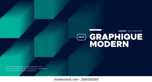 Dark geometric banner design. Cubic Gradient shapes composition. Vector illustration.
