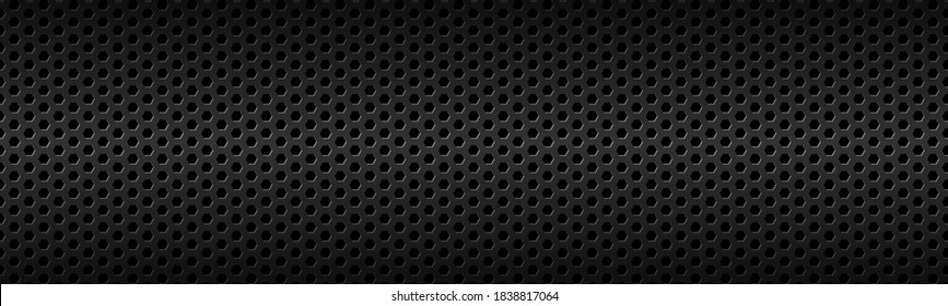 Dark geometric hexagonal header. Abstract black metallic texture. Modern creative banner. Vector illustration