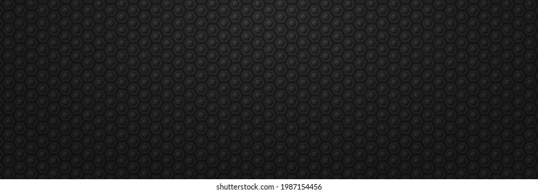 Dunkel geometrischer sechseckiger Hintergrund. Minimalistische CO2-Zahnräder mit industriellem Techno-Muster und abstrakter monochrome Vektorstruktur