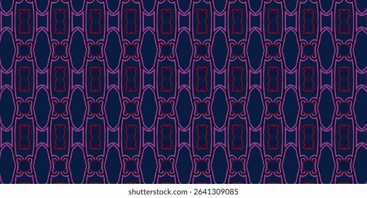 Dark geometric pattern with vibrant purple and red outlines, creating a bold, abstract texture. Ideal for textiles, wrapping paper, or tech themes.