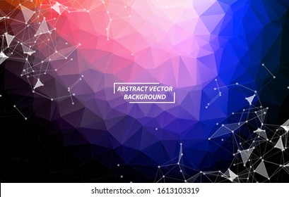 Dark Geometric Polygonal background molecule and communication. Connected lines with dots. Minimalism background. Concept of the science, chemistry, biology, medicine, technology.