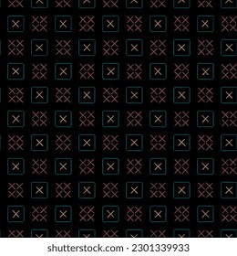 dark geometric repetitive background. hand drawn crosses, squares. decorative art. vector seamless pattern. stylish texture. fabric swatch. wrapping paper. design template for linen, decor, textile