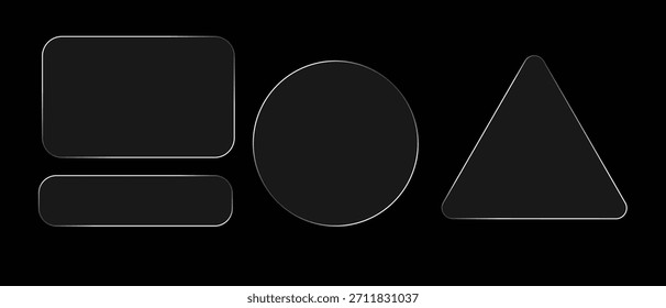Formas geométricas oscuras engastadas con brillo plateado. Elementos de fondo abstractos modernos.