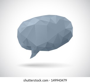 Dark geometric speech bubble made of triangles