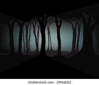 Dark ghostly forest