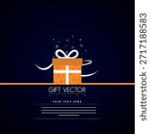 Dark Gift Background with Present Box Icon