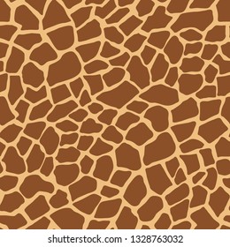 Dark giraffe animal print texture seamless vector pattern. Brown tiles on yellow background imitate giraffe skin pattern. Perfect for home decor, fashion, fabric, cards, scrapbooking, wrapping paper.