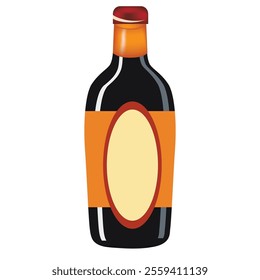 Dark glass bottle with alcohol. Vector illustration