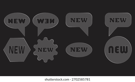 Dark glass effect NEW labels vector collection.