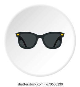 Dark glasses icon in flat circle isolated vector illustration for web