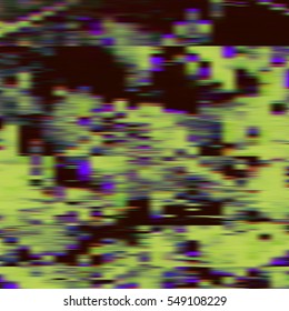 Dark glitch background, vector illustration. Green, black colors. 