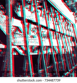 Dark glitch background, vector illustration. Red, black, green colors.